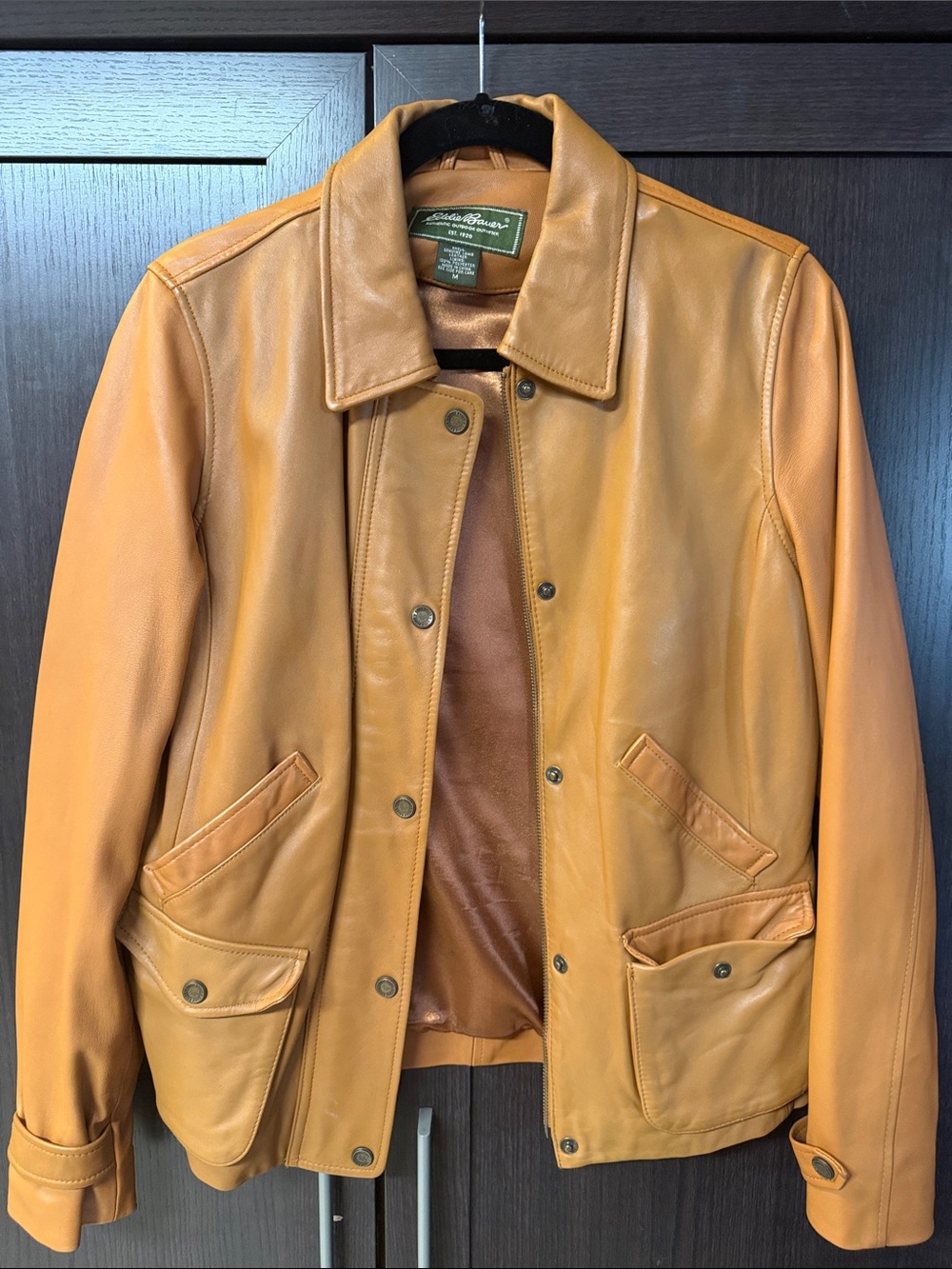 Eddie Bauer Lambskin Leather Jacket - camel